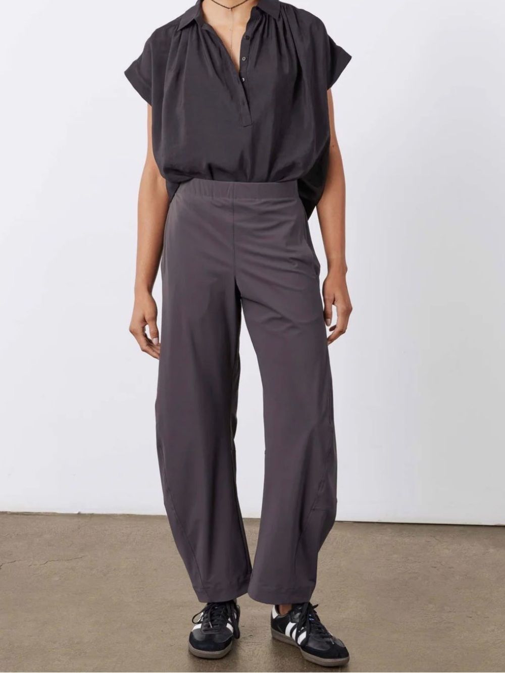 Ruti On The Loose Work Pants Grey Barrel Leg